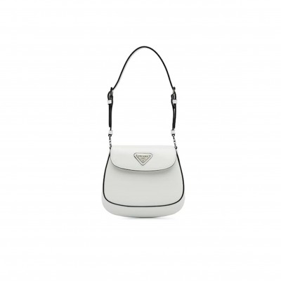 PRADA WHITE PRADA MINI SPAZZOLATO CLEO CROSSBODY BAG 1BH188 (17*14.5*3cm) 